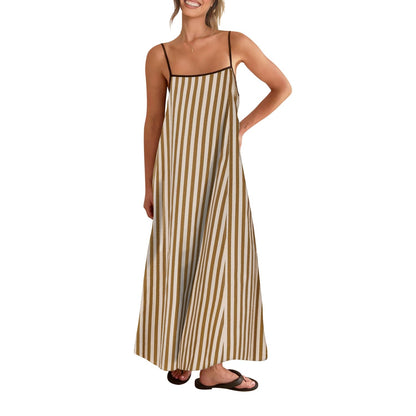 Shy Velvet Women's 2026 Summer Linen Maxi Dress Contrast Spaghetti Strap Dress Backless Casual Party Beach Dresses