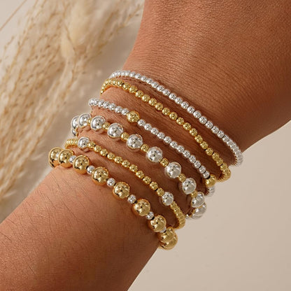 14K Gold Plated Pearl Beaded Cross Bracelets Stack Set for Women,Stretch Boho Colorful Christian Beads Ball Jewelry Friendship Summer Trendy Gift
