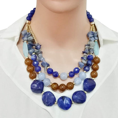 Bohemian style Multi -color Exaggerated bead Three floors necklace for Women's and girls gifts