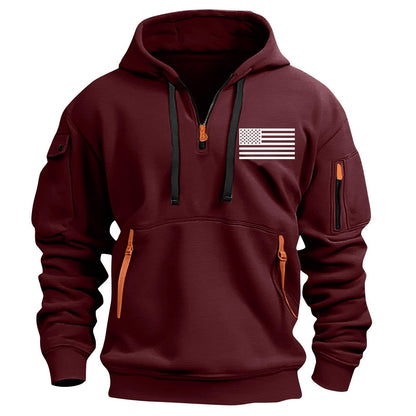 RTTUIOP Hoodies for Men Quarter Zip Pullover Tactical Sweatshirt Vintage Long Sleeve Casual Fashion Hoodie With Pockets
