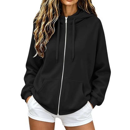 2026 Zip Up Hoodies for Women Fall Winter Casual Sweatshirts Zipper Oversized Lightweight Cute Jackets with Pockets