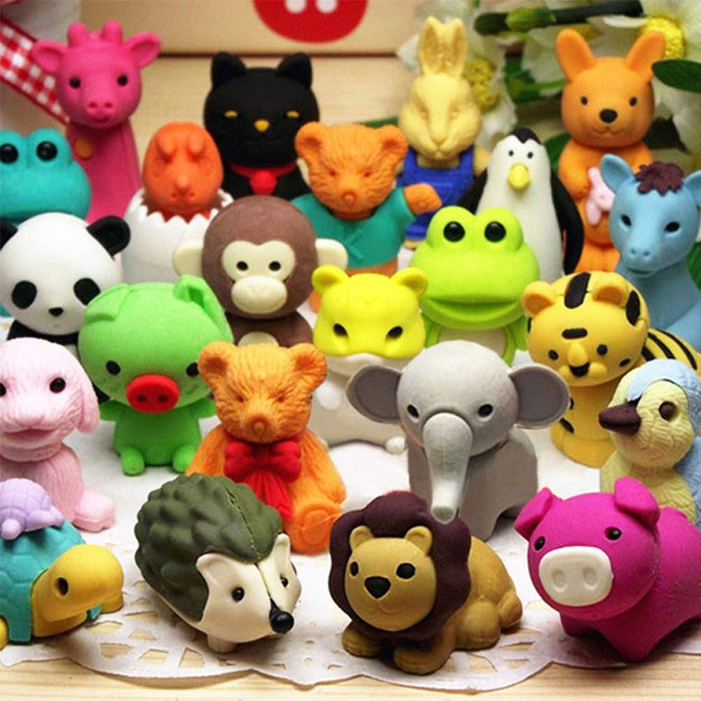 URSKYTOUS 60Pcs Animal Erasers Desk Pets for Kids,Classroom Prizes | Bulk Puzzle Erasers Toys,Party Favors,Back to School,Treasure Chest,Goodie Bag Stuffers,Easter Egg Fillers,Stocking Stuffers