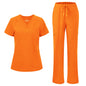 floralhue Scrubs for Women, V-Neck Straight Leg Pants with 12 Pockets | Slit Hem Cargo Pant Storage, Yoga Waistband, Water Resistance, For Nurses, Clinics, Long Shifts, Daily Medical Uniforms