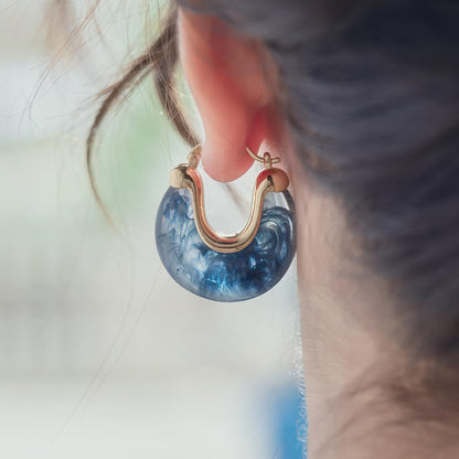 Chunky Gold Resin Hoop Earrings Leverback Statement Huggie Hoops Dangle Drop Dressy Earring Prom Festival Vacation Jewelry for Women
