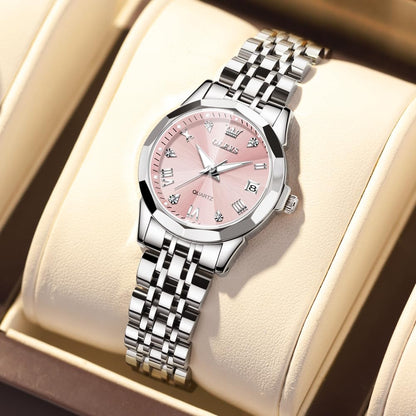 OLEVS Watches Women with Date Silver Stainless Steel Luxury Ladies Watches with Small Writs Diamond Watches for Women Waterproof Elegant Dress Quartz Analog Women's Wrist Watches Reloj de Mujer