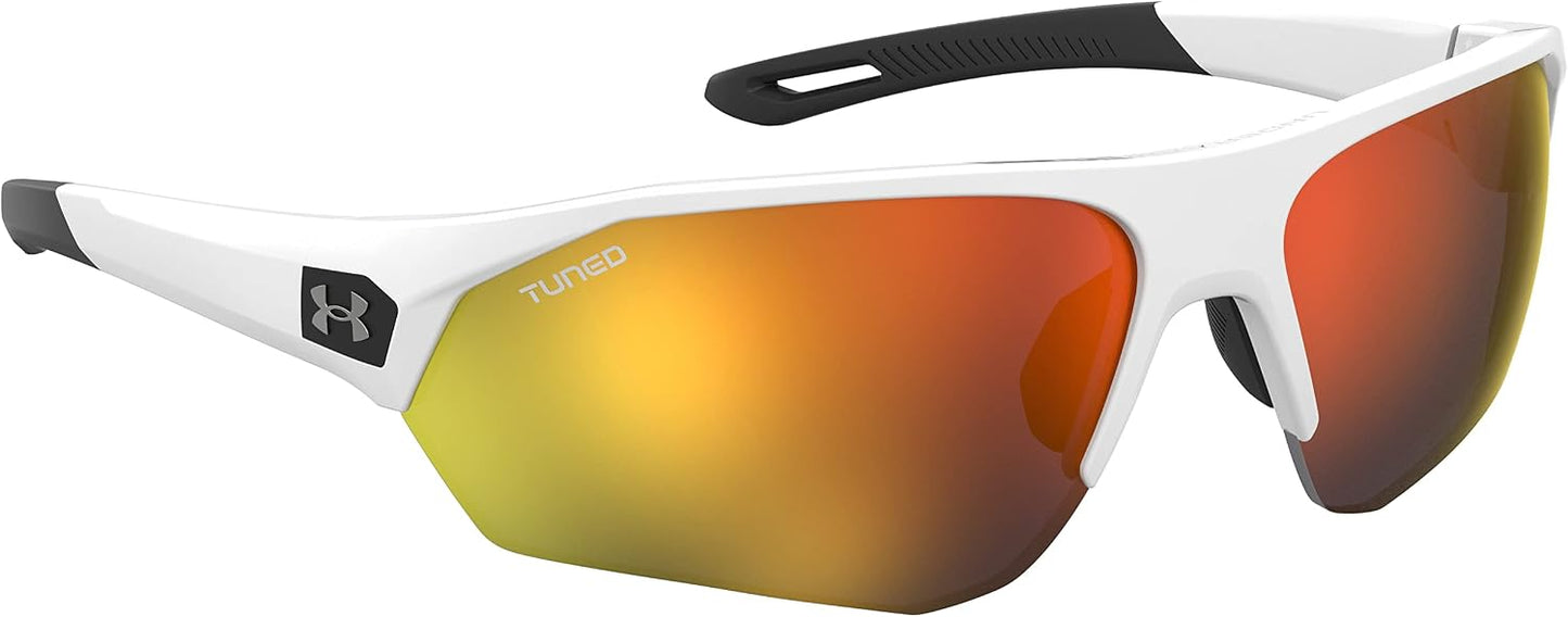 Under Armour Men's Playmaker Wrap Sunglasses, Matte White/Black, 72mm, 10mm