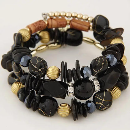 Women Beaded Bracelet Set | Colorful Boho Stackable Trendy Design with Crystal Accents Multilayer Bangle Bracelet | Fashion Stretch Braclets Jewelry for Women