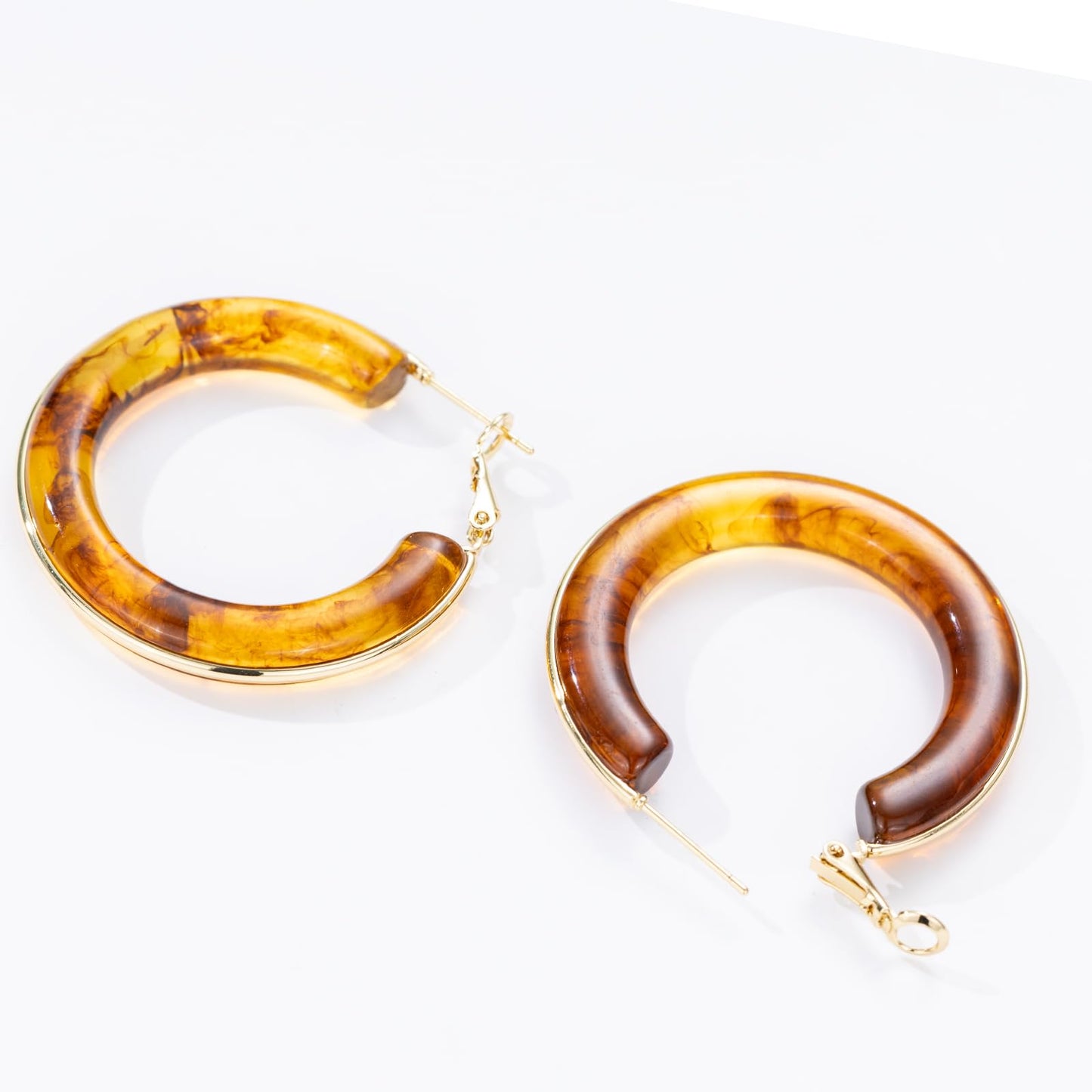 Chunky Gold Resin Hoop Earrings Leverback Statement Huggie Hoops Dangle Drop Dressy Earring Prom Festival Vacation Jewelry for Women