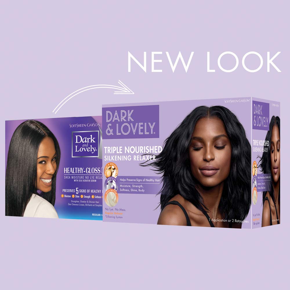 SoftSheen-Carson Dark and Lovely Triple Nourished Silkening Relaxer No-Lye Regular Strength with Shea Butter, Jojoba and Avocado Oils, Regular