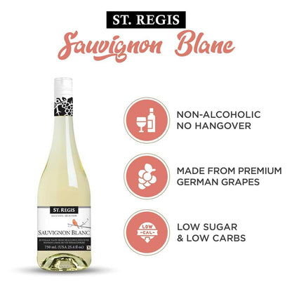 ST. REGIS Non-Alcoholic Cabernet Sauvignon, 25.4 Fl Oz (2 Pack) - Low Calorie, Low Sugar - Fruity & Spicy Rich Flavor from Spain