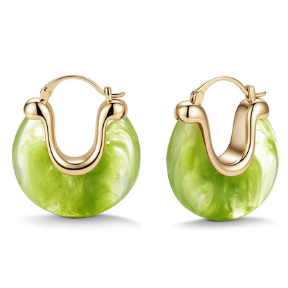 Chunky Gold Resin Hoop Earrings Leverback Statement Huggie Hoops Dangle Drop Dressy Earring Prom Festival Vacation Jewelry for Women