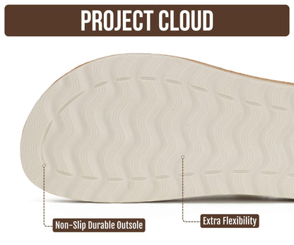 Project Cloud Comfortable Womens Sandals Platform Sandals for Women (Light) | Lightweight Plush Soft Insole Buckle Non Slip Durable Fashion Frayed Footwear Casual Beach Summer Everyday Style All Day Wear