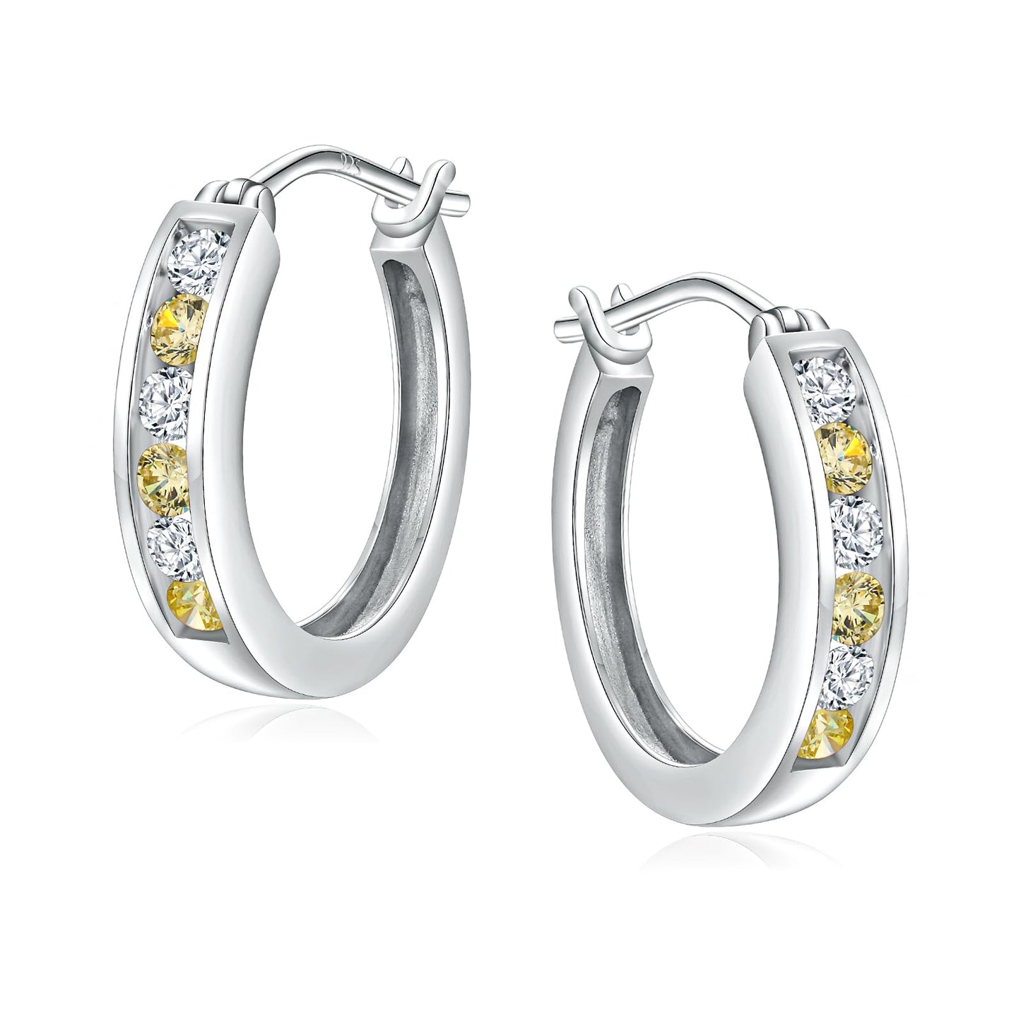 Channel Set Small Huggie Hoop Earrings Sterling Silver or 14K Gold Color,Lightweight Hypoallergenic CZ Diamond Chunky Hoop Earrings for Women