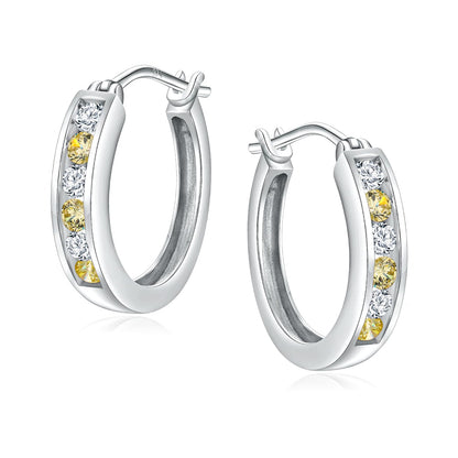 Channel Set Small Huggie Hoop Earrings Sterling Silver or 14K Gold Color,Lightweight Hypoallergenic CZ Diamond Chunky Hoop Earrings for Women