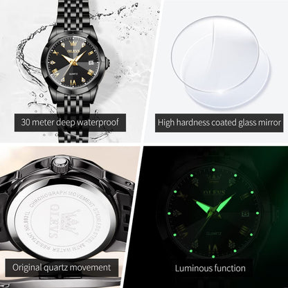 OLEVS Watches Women with Date Silver Stainless Steel Luxury Ladies Watches with Small Writs Diamond Watches for Women Waterproof Elegant Dress Quartz Analog Women's Wrist Watches Reloj de Mujer