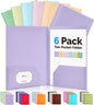 Sooez 6Pack Folders with Pockets, Pastels Colors, Heavy Duty Pocket Folder, Plastic Folders with Pockets, 2-Pocket Folder Bulk, Aesthetic File Folder, Back to School Office Filing Supplies