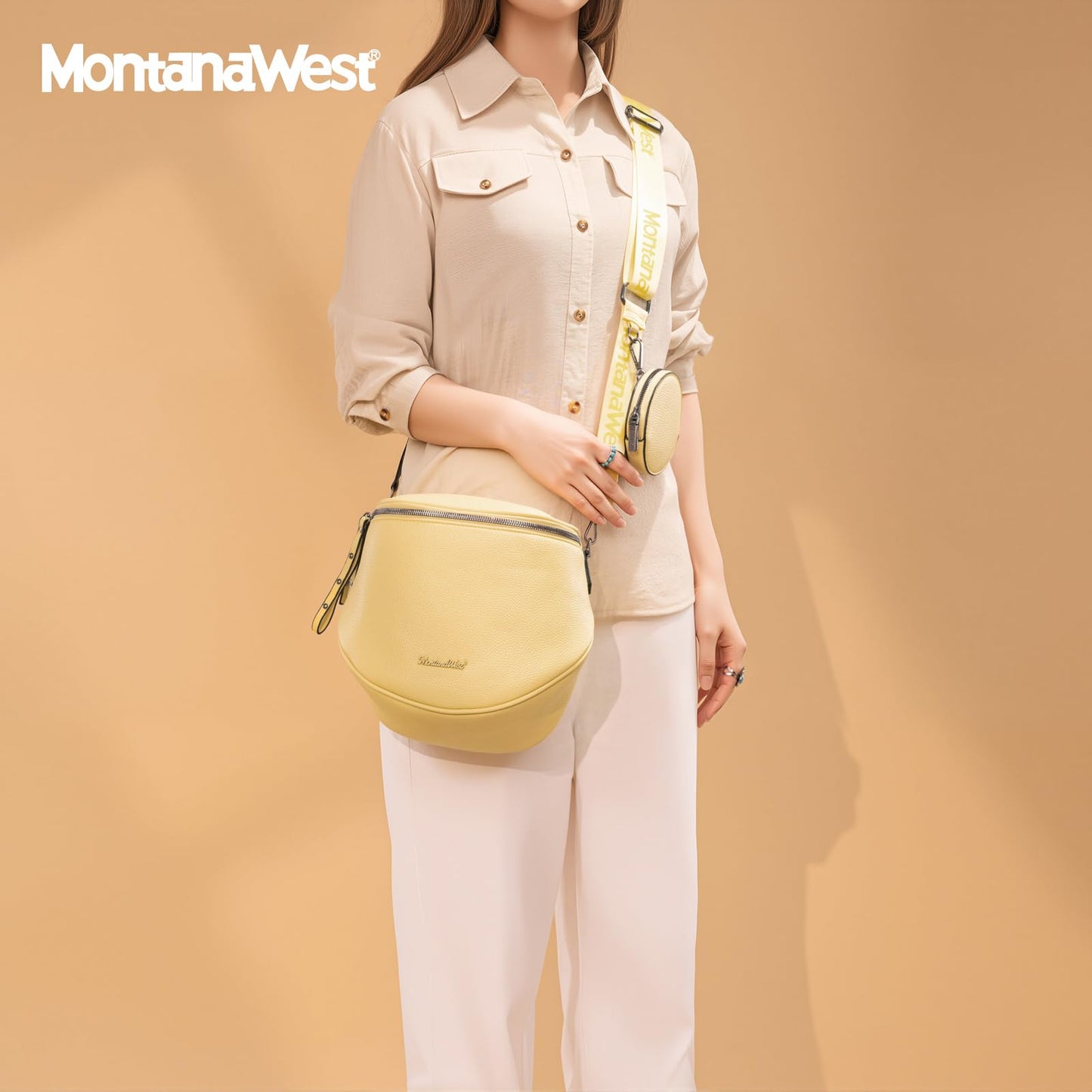 Montana West Crossbody Bag for Women, Large Bum Bag Purse Soft Vegan Leather Travel Fanny Pack with Coin Purse