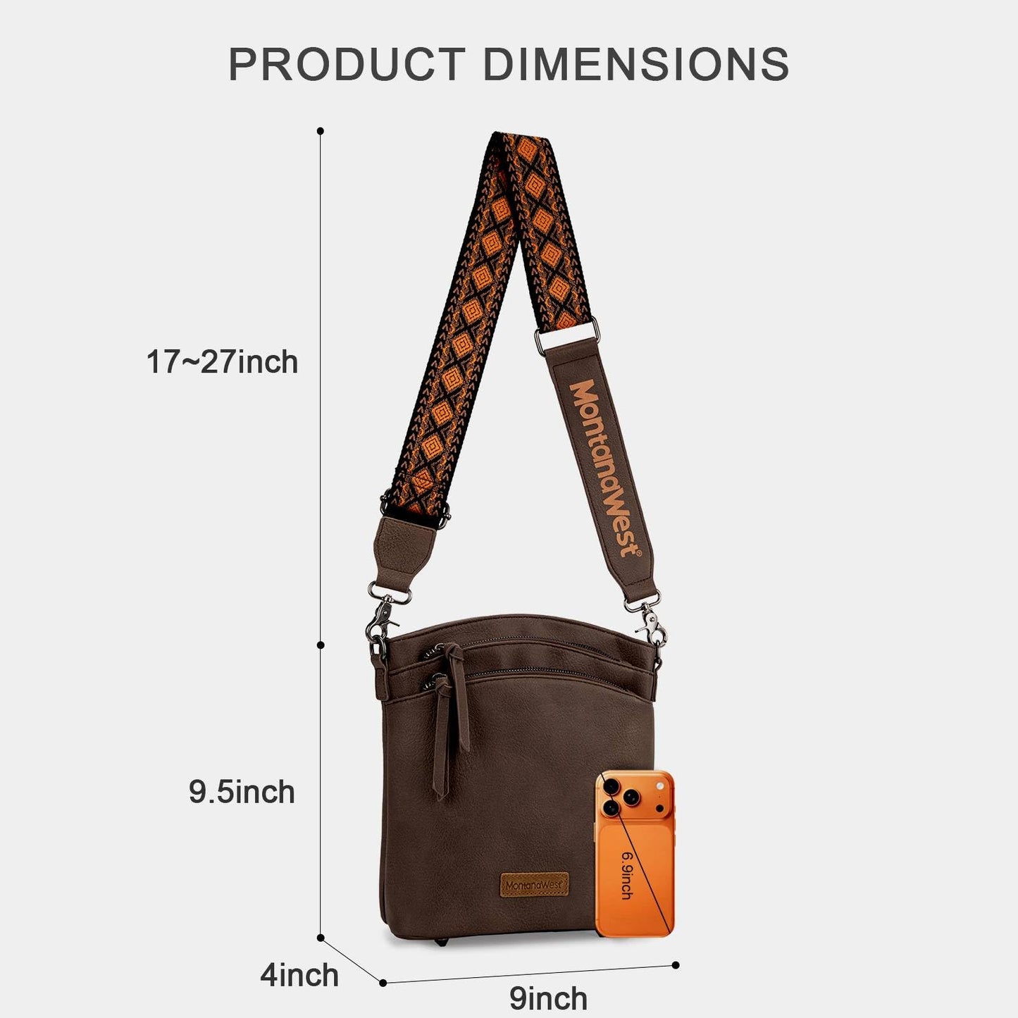 Montana West Multi Zip Pocket Crossbody Bag With Guitar Strap
