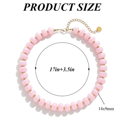 Chunky Beaded Choker Necklace for Women Summer Beach Acrylic Beads Necklaces Trendy Boho Statement Colorful Necklace Jewelry Accessories