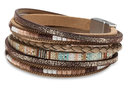 Fesciory Leather Wrap Bracelets for Women, Boho Western Layered Jewelry | Layered leather cuff bracelets, Easy on and off, Boho western style, Daily wear, Gift for women