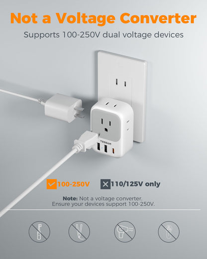 TESSAN 2 Pack European Travel Plug Adapter, Europe Power Converter