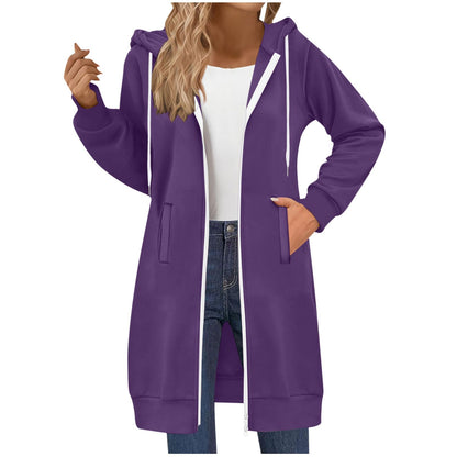 Long Hoodies for Women Zip Up Hooded Sweatshirt Jackets Lightweight Loose Comfort Fleece Fashion Fall Winter Clothes
