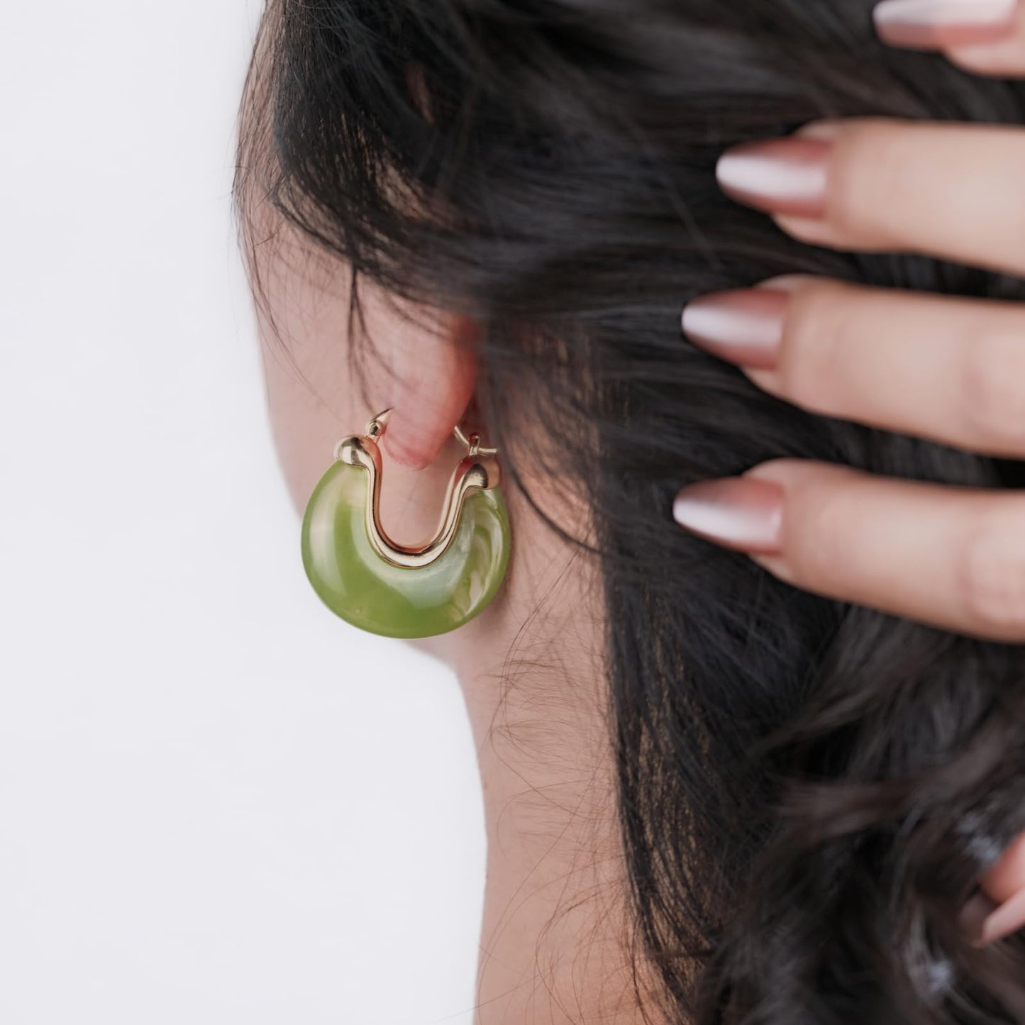 Chunky Gold Resin Hoop Earrings Leverback Statement Huggie Hoops Dangle Drop Dressy Earring Prom Festival Vacation Jewelry for Women