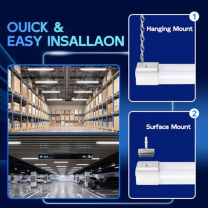 4 Pack Linkable LED Shop Light, 4Feet 42W [250W Equivalent], 4400lm, 5000K Daylight, with Plug, Utility Light Fixture, Hanging