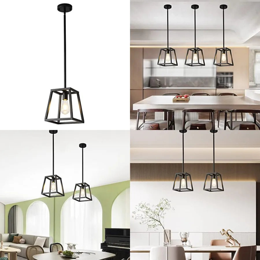Pendant Light, Mini Rectangle Chandeliers, Pendant Lighting for Kitchen Island Living Room 1-Light Industrial Pendant Lighting