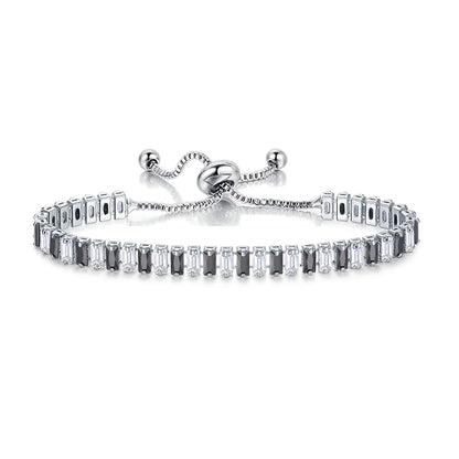 Black Iced Out Crystal Tennis Bracelets For Men Women Rectangle Zirconia Adjustable Chain on Hand Hip Hop Hippie Jewelry DZH051