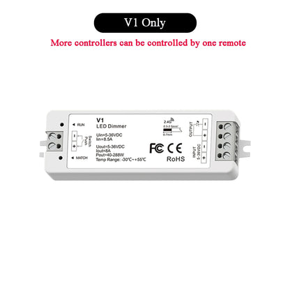 LED Dimmer 12V 24V Rotary Panel RF Remote Controller Single Color LED Strip Dimming Kit Wireless 2.4G Remote Control Push Switch
