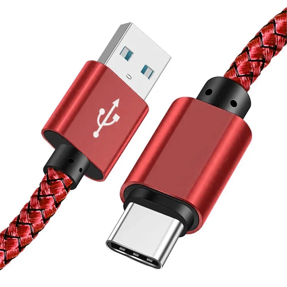 Nylon Data Cable Fast Charger USB A to Type C Charging Cable For Huawei Samsung   Android phone TypeC Charging Device 1M 2M 3M