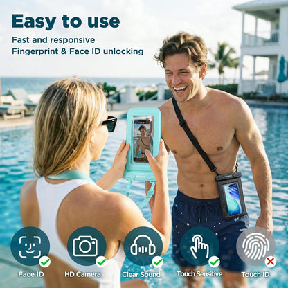 CACOE Floatable Waterproof Phone Pouch 2 Pack Up to 9.0", Black+Green | Floatable, IPX8 Waterproof Phone Case,Adjustable Lanyard,Dry Bags for Beach/Cruise/Travel/Camping/Kayak/Vacation Essentials