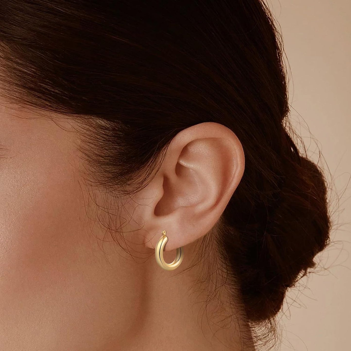 ALLHOLA 6 Pairs 14K Gold Plated Hoop Earrings for Women Trendy Chunky Lightweight Hoop Earrings Multipack Hypoallergenic, Thick Twisted Huggie Hoops Earring Set Jewelry for Gifts