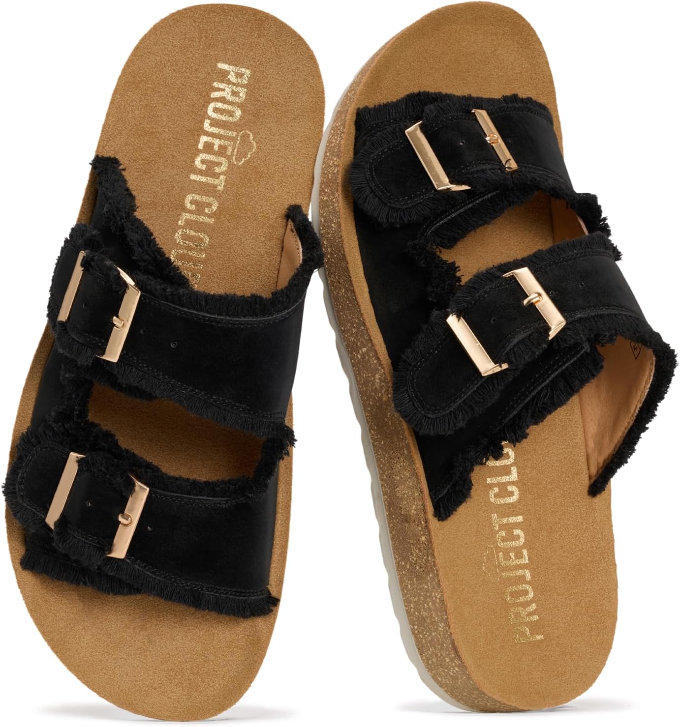 Project Cloud Comfortable Womens Sandals Platform Sandals for Women (Light) | Lightweight Plush Soft Insole Buckle Non Slip Durable Fashion Frayed Footwear Casual Beach Summer Everyday Style All Day Wear