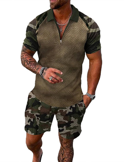 Mens Short Sets 2 Piece Outfits Polo Shirt Fashion Summer Tracksuits Casual Set Short Sleeve and Shorts Set for Men