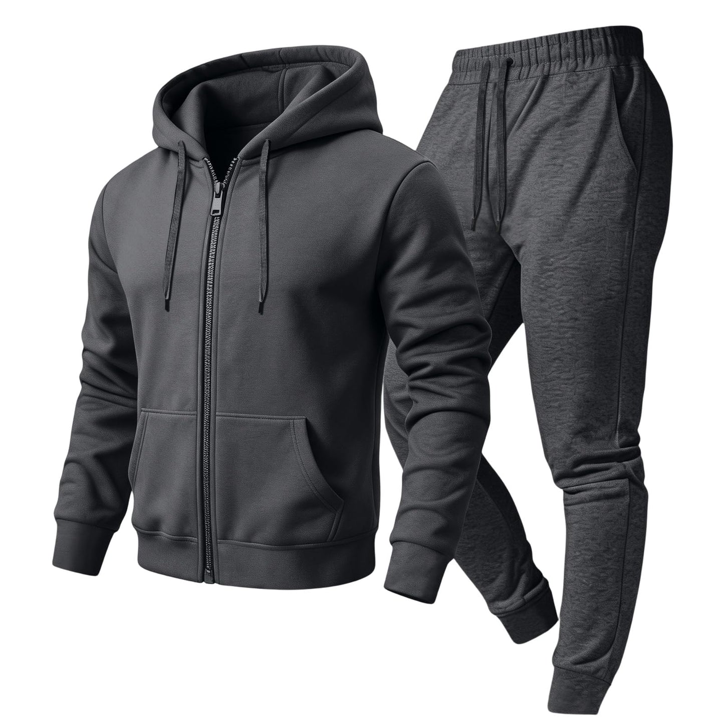 Jogger Sweatpants Matching Outfit For Men 2 Piece Sweat Suits Full Zip Up Hooded Tracksuit Soft Fleece Set