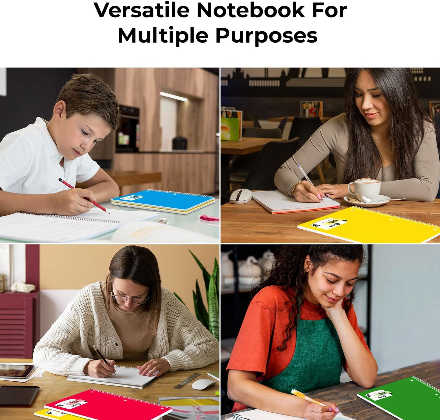 Rosmonde Spiral Notebooks, 12 Pack, 1 Subject Notebook, Wide Ruled, 70 Sheets, 8 x 10-1/2", 3 Hole Punched, School Supplies, Bulk Single Subject Spiral Notebook Bulk, Assorted Colors Pack of Notebooks