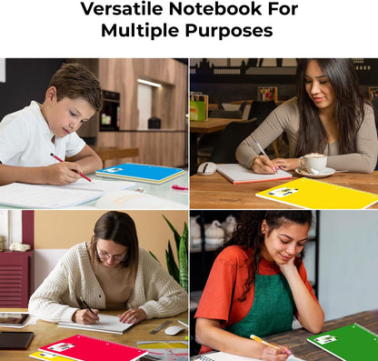 Rosmonde Spiral Notebooks, 12 Pack, 1 Subject Notebook, Wide Ruled, 70 Sheets, 8 x 10-1/2", 3 Hole Punched, School Supplies, Bulk Single Subject Spiral Notebook Bulk, Assorted Colors Pack of Notebooks