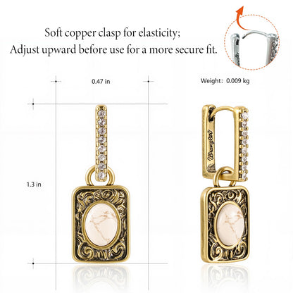 Wrangler Couture Turquoise Jewelry for Women, Square Turquoise Earrings | 14K Gold & Silver Plating, Western Jewelry, Western Country Earrings with Gift Box