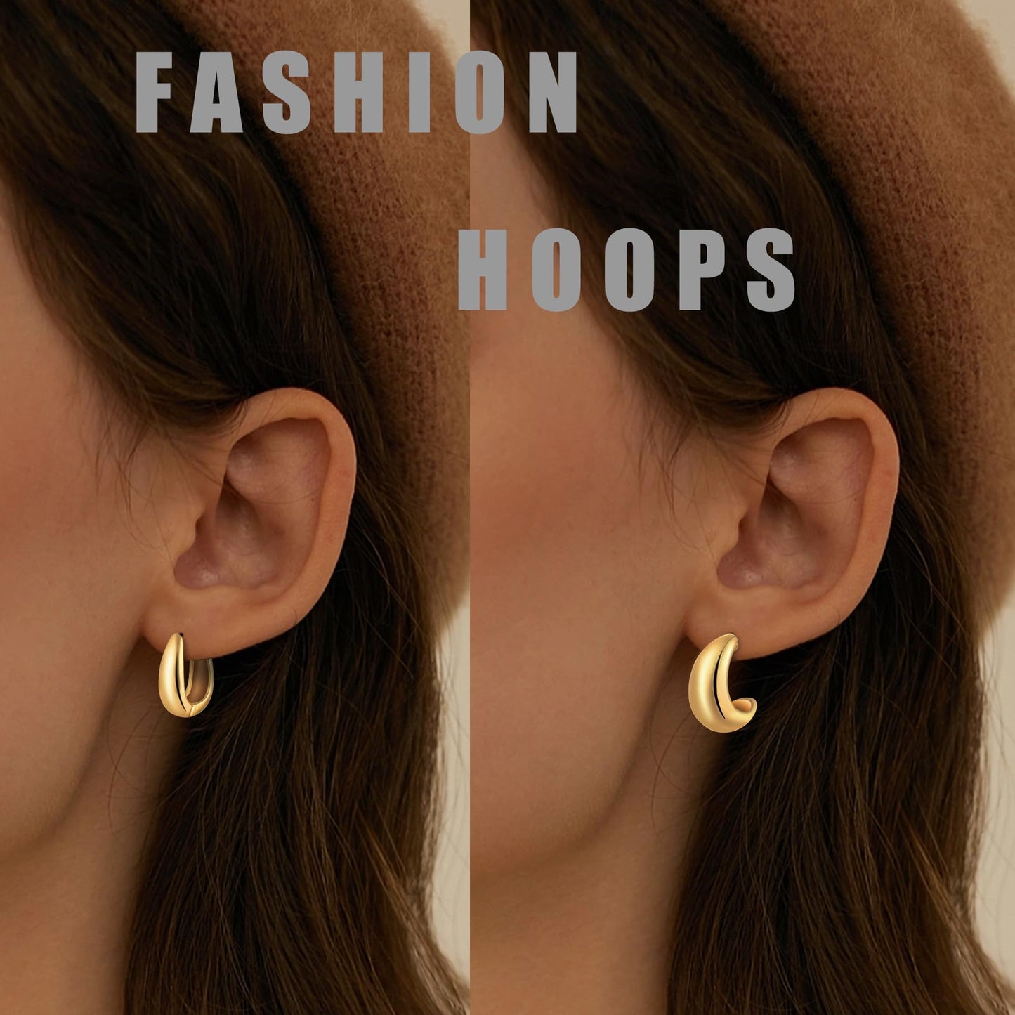 ALLHOLA 6 Pairs 14K Gold Plated Hoop Earrings for Women Trendy Chunky Lightweight Hoop Earrings Multipack Hypoallergenic, Thick Twisted Huggie Hoops Earring Set Jewelry for Gifts