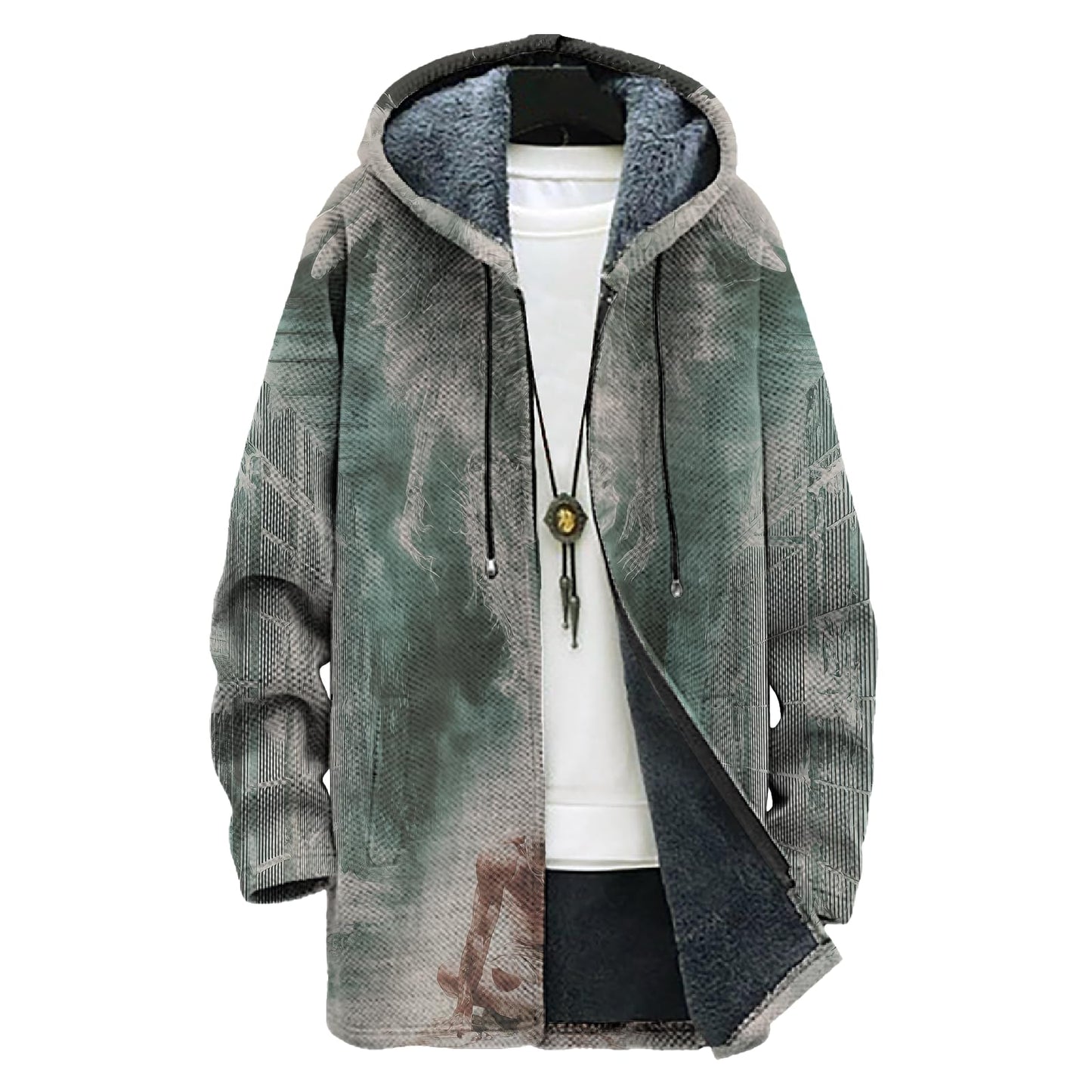 domirica Mens Hooded Cardigan Japanese Art Zip Up Long Sleeve Sweater Hoodie Dragon Print Coat with Pockets