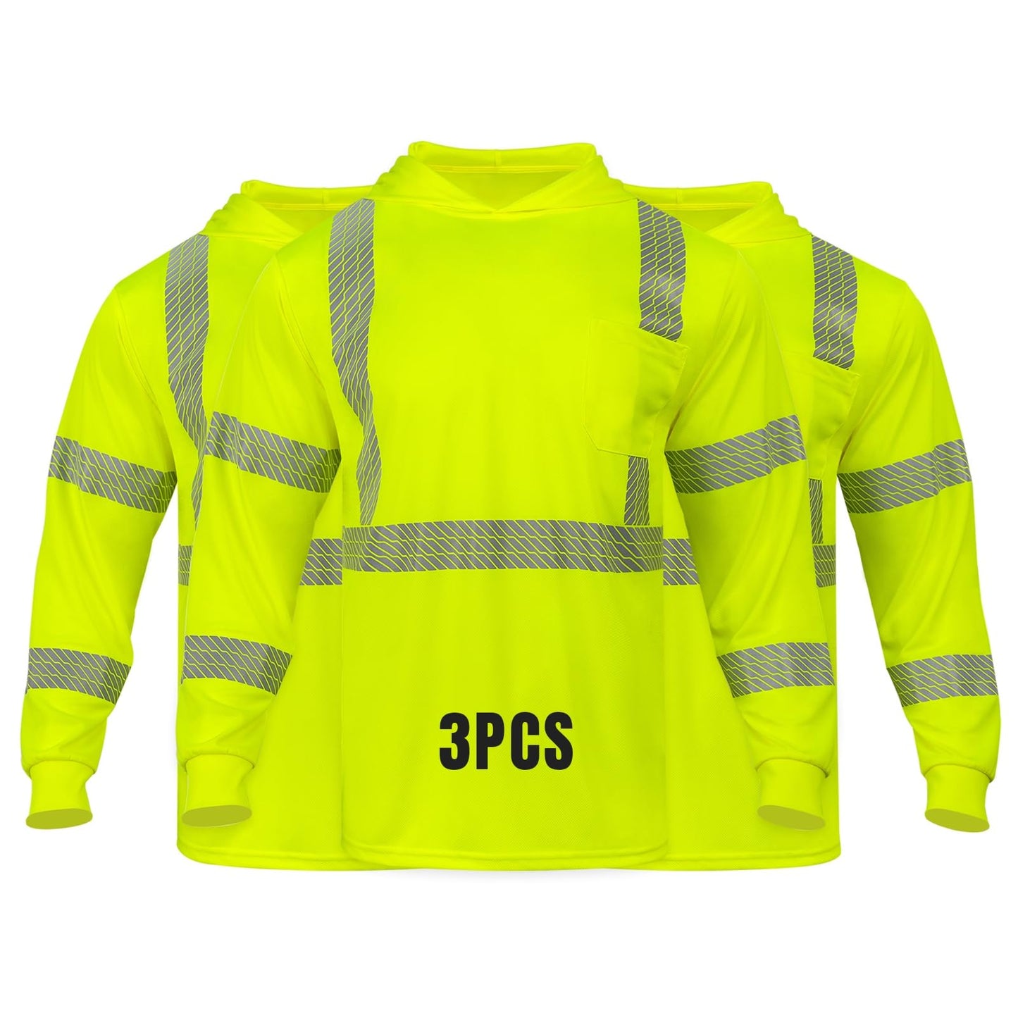 High Visibility Hoodies for Men,Safety Reflective Long Sleeve ANSI Class 3 Hi Vis Construction Work Shirts with Hood