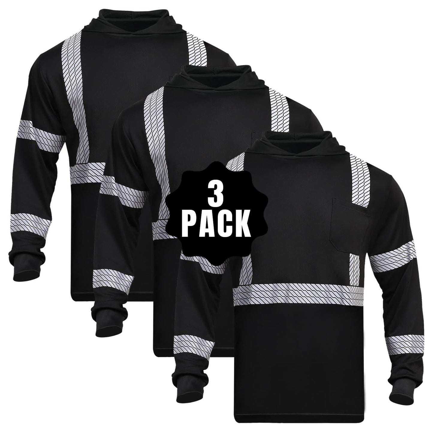 High Visibility Hoodies for Men,Safety Reflective Long Sleeve ANSI Class 3 Hi Vis Construction Work Shirts with Hood