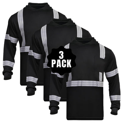 High Visibility Hoodies for Men,Safety Reflective Long Sleeve ANSI Class 3 Hi Vis Construction Work Shirts with Hood