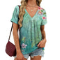 domirica Japanese Print Blouse Women V Neck Short Sleeve Lightweight Breathable Summer Casual Soft Comfy Tops 2026