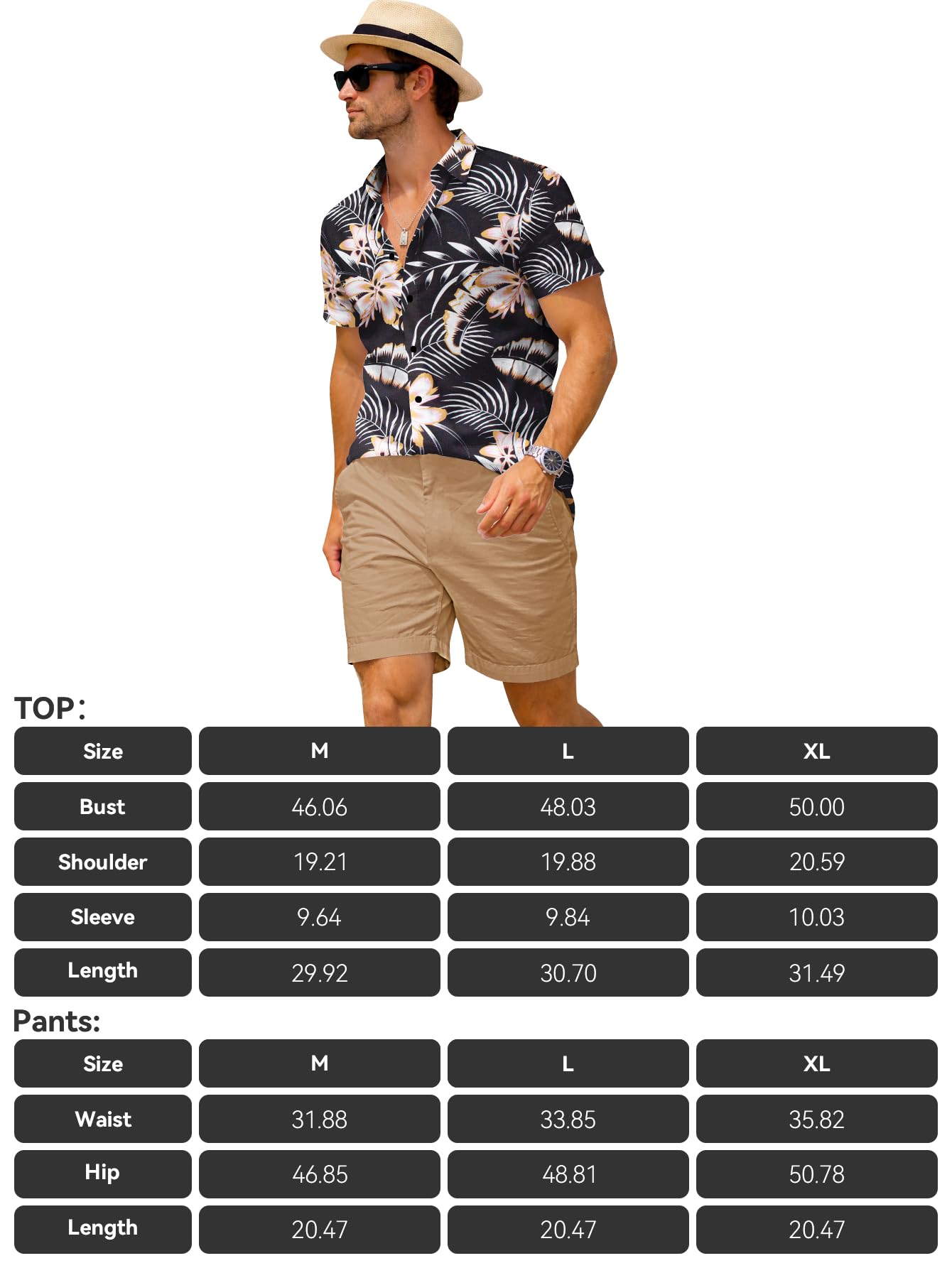Yoimira Men's Summer Outfits 2 Piece Short Sets Hawaiian Floral Button Down Shirt and Shorts Vacation Beach Cruise Set