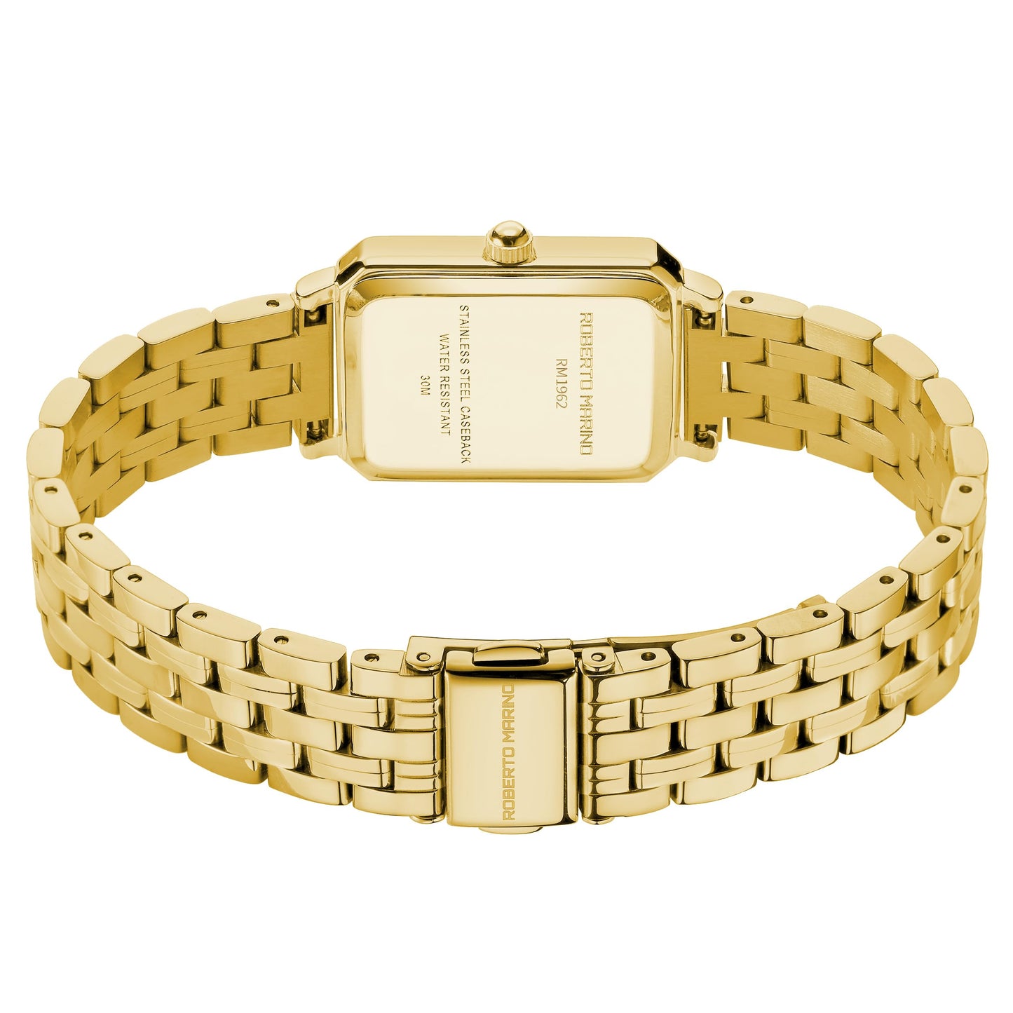Roberto Marino RM1982 Women’s Luxury Watch Rectangular Gold – Japanese Quartz Movement, Vintage Stainless Steel Design, Silver Dial, Elegant Dress Timepiece, 3ATM Water Resistant – Reloj para Mujer