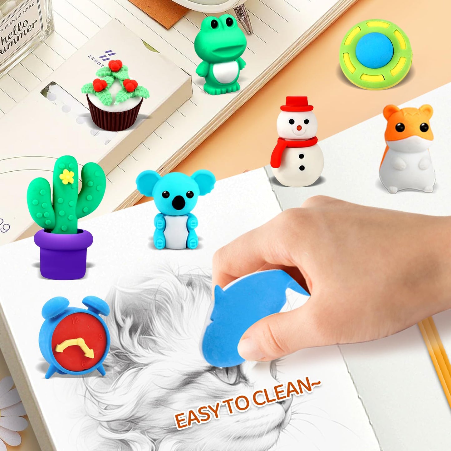URSKYTOUS 60Pcs Animal Erasers Desk Pets for Kids,Classroom Prizes | Bulk Puzzle Erasers Toys,Party Favors,Back to School,Treasure Chest,Goodie Bag Stuffers,Easter Egg Fillers,Stocking Stuffers
