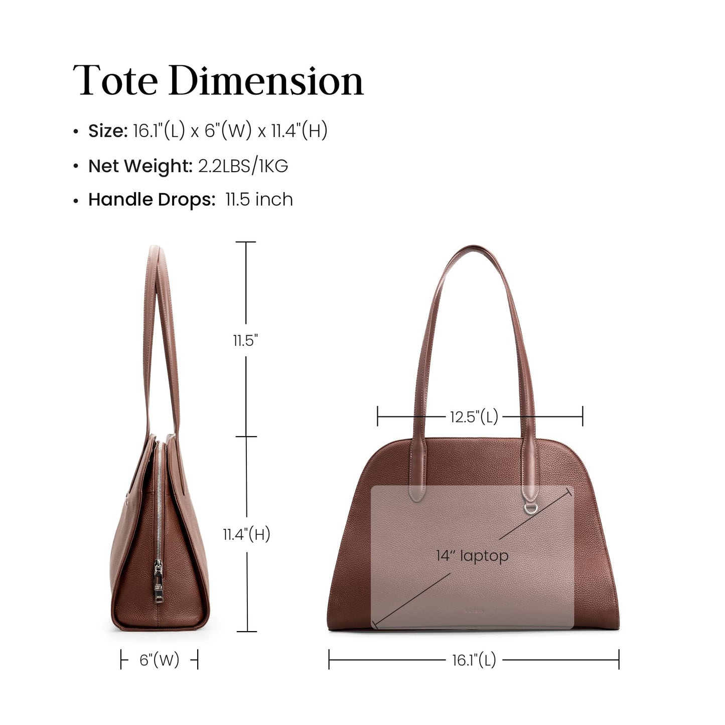 befen Genuine Leather Tote Bag for Women Work, Women's Leather Shoulder Bags Purses Satchel Handbags with Laptop Compartment